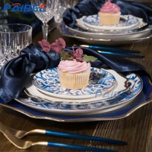 Paibee Party Rental Tableware Chinese High Quality Bone Dishes Dinner Plates Roral Blue Plate Set - FOSHAN PAIBEE IMP. & EXP. CO., LTD. - China