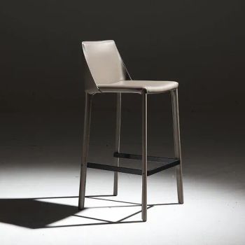 Italian Leather Bar Stool with Luxury High Chair Design Usage Bar Folded No Color Grey Shape Square Rotary Fixed Condition - Fujian Dongyi Shenghui International Trade Co., Ltd. - China