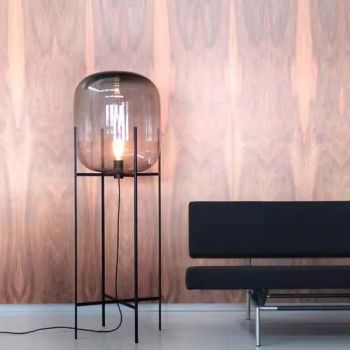 Floor Lamp with Stand Round Shade Black Powder Coating Finishing with Simple Design for Home Winter Melon Glass Floor Lamp - Zhongshan iluminize Lighting Co., Ltd. - China
