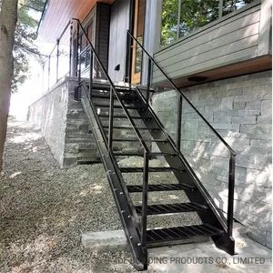 DIY Handrails Outdoor Stairs Wholesale Anit-Rust Hot Wrought Iron Steel Grating Step Industrial Stairs Warehouse Ladder Straight Staircase - IDL BUILDING PRODUCTS CO., LIMITED - China