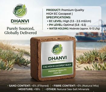 Cocopeat Block High EC from Dhanvi Global Exports Cocopeat Block High EC - Dhanvi Global Exports - India