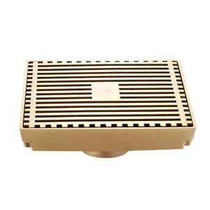 Brass Tile Insert Bathroom Floor Drains Square 4 Inch Drain Trap Cover - Yuhuan Kaida Copper Industry Co., Ltd. - China