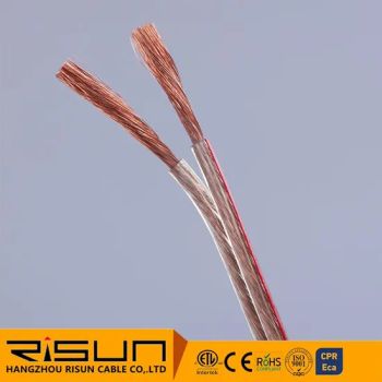 Transparent Speaker Cable BC PVC 1Y CE ISO RoHS MOQ100 Jacket PVC Cover Material PVC HS Code 8544491100 Trademark Risun or OEM - Hangzhou Risun Cable Co., Ltd. - China