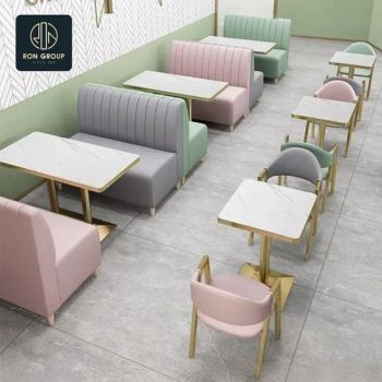 Hot Selling Custom Velvet Sofa Seating Leather Cafe Booth Coffee Shop Commercial Furniture Square Marble Hotel Restaurant Chairs T - Foshan Ron Hospitality Supplies Co., Ltd. - China
