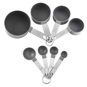 Antique 8 Piece Stainless Steel Metal Handle Color Plastic Measuring Cups and Measuring Spoons Set - Hangzhou Happyway Imp and Exp Co., Ltd. - China