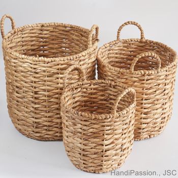 Water Hyacinth & Seagrass Laundry/Storage Basket Set, Vietnam - HANDIPASSION., JSC - Vietnam