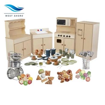 Preschool Classroom Furniture for Sale Wooden Montessori Indoor Kindergarten Daycare Furniture Wood Kitchen Role Play Toys - Dalian West Shore Wood Co., Ltd. - China