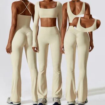 Sport Tops 4PCS Gym Fitness Sets High Stretchy Leggings Sets Fitness Elastic Casual Sports Wear - Jinjiang Lailin Import and Export Trading Co., Ltd. - China