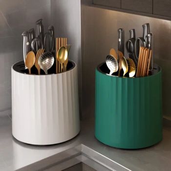 Kitchen Accessories Rotatable Large Capacity PP Knife Tableware Storage Rack with 9 Compartments - Market Union Co. Ltd. - China