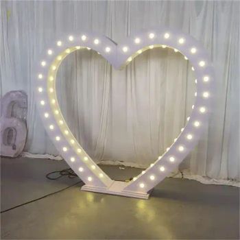 Event Decoration Craft Party Supply Party Supplies Decoration Heart Shape White PVC Backdrop Stand with Bulb and Lights Wedding Decoration Backdorp - Foshan Max Event Furniture Co., Ltd. - China