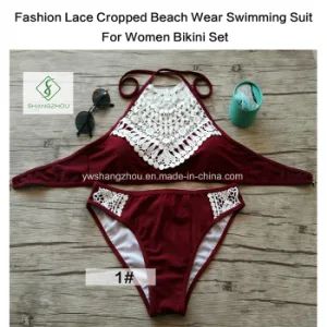 Fashion Lace Cropped Beach Wear Swimming Suit for Women Bikini Set - Yiwu Shangzhou Co., Ltd. - China