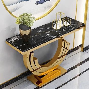 Customized Home Furniture Living Room Rectangle Side Tables Gold Stainless Steel Legs Marble Top Entryway Console Table - Homeylife Furniture Co., Ltd. - China