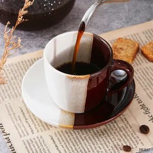 Wholesale Creative Coffee Colored Ceramic Cups Customized Coffee Cups and Saucers for Coffee Shops - Shenzhen Classic Ceramics Co., Ltd. - China