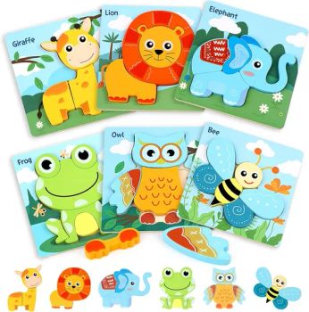 Custom Printing Interesting Wooden Puzzles 6 Pack Animal Jigsaw Puzzles Toys Wooden Pegged Puzzles for Kid Age 1 2 3+ Girl Boy Gifts - GUANGZHOU MIYI PRINTING CO., LTD - China