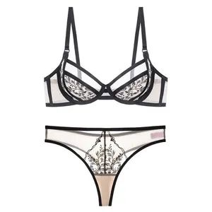 Ultra-Thin Crystal Cup Embroidered Lace Sexy Bra Set Gathered Underwear Set - Shishi Deshang Qiaoyuan Trading Co., Ltd. - China