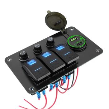 3 Gang Rocker Switch Dual USB Socket Voltmeter 12V 24V Waterproof Auto Switches Panel - Zhongshan You Liang Automobile Accessories Co., Ltd. - China