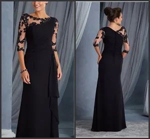3/4 Sleeve Evening Party Dresses Black Lace Chiffon Mother of The Bride Groom Dress Lb18310 - Suzhou Leader Apparel Co., Ltd. - China