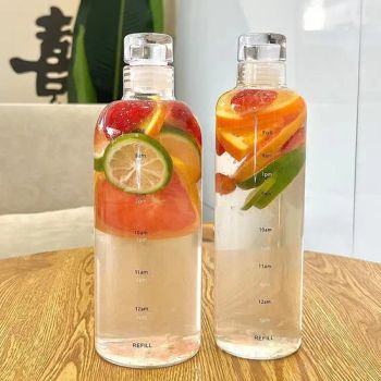 Hot Sale 500/750ml Borosilicate Glass Drinking Transparent Water Bottle Sublimation with Time Scale - Xuzhou Honghua Glass Technology Co., Ltd. - China
