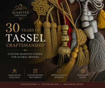 HandCrafted Tassels, cords_decorativce tassels Material Silk, Metallic yarn, Polyester yarn, acrylic, nylon Feature Home decor, Decorative tassels, uniform tassels, hat tassels, sword tassels - ALSAYYED EMPORIO - Pakistan