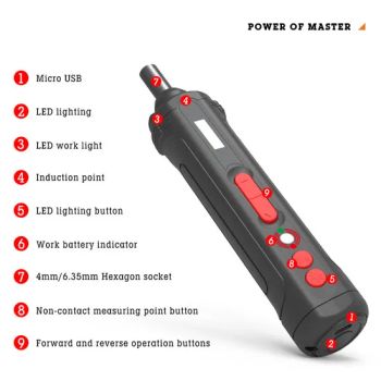 4V Electric Screwdriver Manual Neon-Electroscope Test Pencil Multifunction Front LED USB Charging Cable Cordless Screwdriver - Jinhua Monavisa Co., Ltd - China