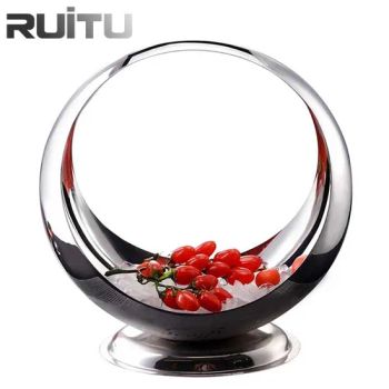 Other Hotel Wedding Catering Equipment Luxury Food Display Iced Salad Round Moon Shape Stand Buffet Dinner Serving Platter Full Stainless Steel Metal Fruit Bowl - Guangzhou Ruitu Co., Ltd. - China