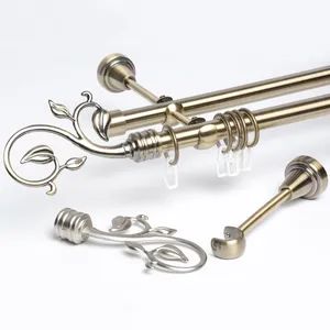 Stardeco Curtain Rod Accessories Double Aluminum Curtain Bracke Leaf Curtain Finial Curtain Rod - JNS Industry Corporation Limited - China
