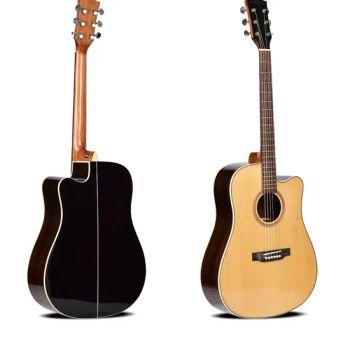 Solid Spruce Top Acoustic Guitar Folk Cutaway Guitars OEM Support - Guangzhou Huayi Musical Instruments Co., Ltd. - China