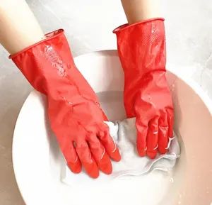 Kitchen Hand Gloves Household Latex Gloves Flocklined Red Rubber Gloves - Hangzhou Dongdi Imp. & Exp. Co., Ltd. - China