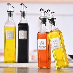 17oz Clear Glass Olive Oil Dispenser Bottle Cruet with Pourers and Funnel Olive Oil Carafe Decanter for Kitchen Oil Container - Xuzhou Honghua Glass Technology Co., Ltd. - China