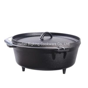 Round Shape Cast Iron Non Stick Dutch Oven Outdoor Camping Cookware Accessory - Hebei Bigking Cookware Co., Ltd. - China