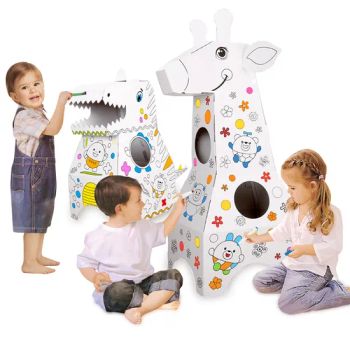 Wearable Cardboard Animal Toys Doodle Painting Playhouse Dinosaur Giraffe DIY Paper Painting Art Craft Drawing 3D Coloring Puzzle - Shantou Tombo Toys Co., Ltd. - China