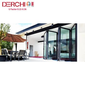 Heat Insulation Patio Aluminium Glazed Folding Doors Accordion Doors - Guangdong deji youpin doors and Windows co. LTD - China