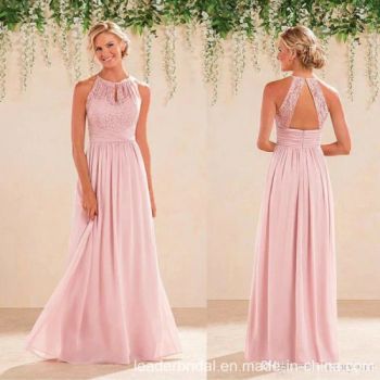 Pink Prom Dresses Lace Chiffon Bridesmaid Evening Dresses P61801 - Suzhou Leader Apparel Co., Ltd. - China
