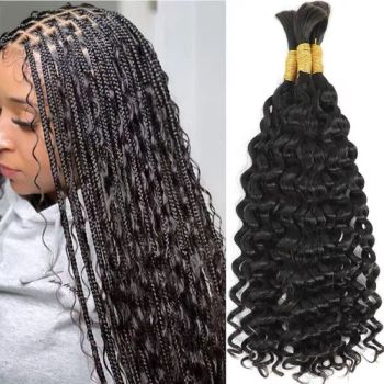 Wholesale Boho Curl Braids Bulk Human Hair for Braiding No Weft Deep Wave Raw Bulk Boho Human Hair Braiding Hair Extension - Shenyang Waters International Co., Ltd - China