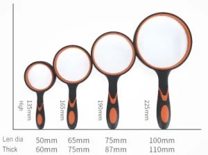 Dual Color Handheld Magnifying Glass, Rubber Handle, Portable Magnifying Glass - Ningbo Hongbo Optical Instrument Co., Ltd. - China