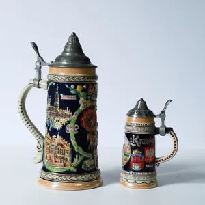 Custom Painted 1L German Black Beer Stein with Metal Lid for Oktoberfest - Xiamen Rising Chance Co., Ltd. - China