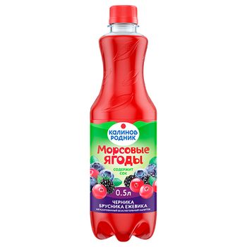 KALINOV MORSOVYE YAGODY Bilberry-Cowberry-Blackberry 500ml mix berry taste juice-containing still soft drink - AO Kalinov Rodnik - Russian Federation