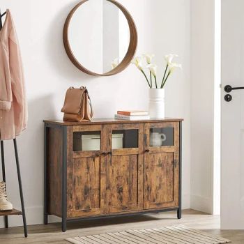 Farmhouse Buffet Cabinet Sideboard Coffee Bar Storage Cabinet with 3 Barn Doors for Dining Room Living Room Kitchen - Jinan Unic Industry Trade Co., Ltd - China