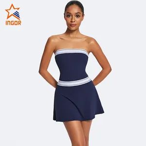 Ingor Sportswear Activewear Supplier Contrast Color Elastic Bands Tennis Dress Athletic Sports Active Wear - Guangzhou Ingor Sportswear Co., Ltd. - China