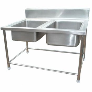 Stainless Steel Ready To Mount Double Sink Unit, Size: 3 to 5 feet - Varada Kitchen Equipment - India