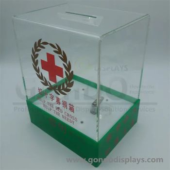 Clear Acrylic Donation Collection Money Boxes with Printing Logo - Gondo Displays (Xiamen) Industry & Trade Co., Ltd. - China