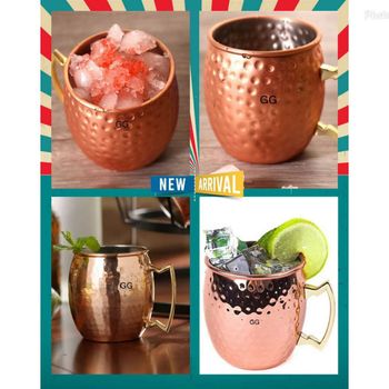 Copper Mugs Shape Round Size Medium Design Plain Finish - Gundecha Enterprise - India