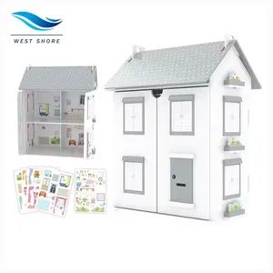 Wooden Doll House Kids Doll Villa with Doll Room Furniture Pretend DIY City Toy - Dalian West Shore Wood Co., Ltd. - China