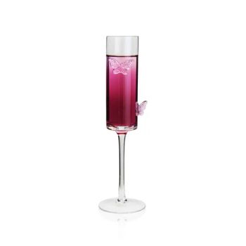Glass Flute Champagne Glasses with Pink Butterfly for Wedding - Hebei Zhuozhongxi Glass Products Co., Ltd. - China