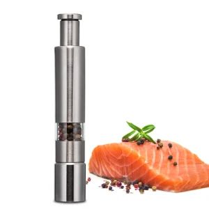 Wholesale Solid Stainless Steel Manual Salt Mill and Pepper Mini Grinders Set with Thumb Press Button - JINAN ROYALTOP IMP&EXP CO., LTD. - China