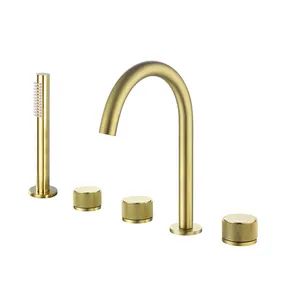 Modern Waterfall Basin Faucet Mounted Tub Filler Chrome Brass Solid Brass Bathtub Faucets with Hand Shower - Foshan Aqua Gallery Company Limited - China