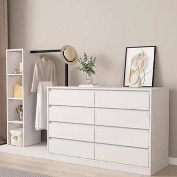 Modern Wooden Standing Coat Rack Bedroom Floor Hanging Dressing Rack with Cabinets - Foshan Ulink Furniture Limited - China