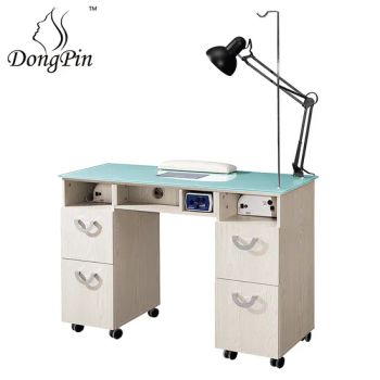 Modern European Style Cheap Nail Tables Moveable SPA Furniture with Fan and Glass Top for Beauty Salons - Dongpin Beauty & Medical Co., Ltd. - China