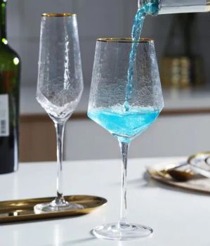 Handmade Diamond Shape Crystal Clear Glass Wine Drinking Goblet Glasses for Wedding - Hemera (Tianjin) Technology Development Limited - China