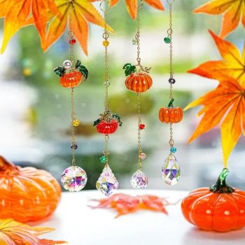Halloween Crystal Pumpkin Suncatcher - Multicolor Window Hanging Decor - Yiwu Renrui E-commerce Business - China